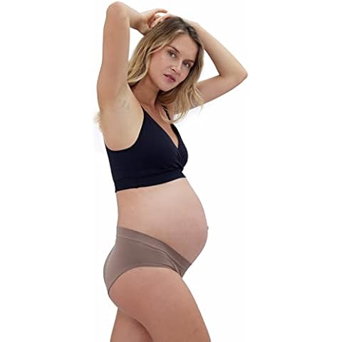 Ingrid & Isabel Seamless Maternity Cooling Underwear, 3-Pack, Under Belly Fit, Deep Taupe, Womens Size S, Deep Taupe, Small Cover