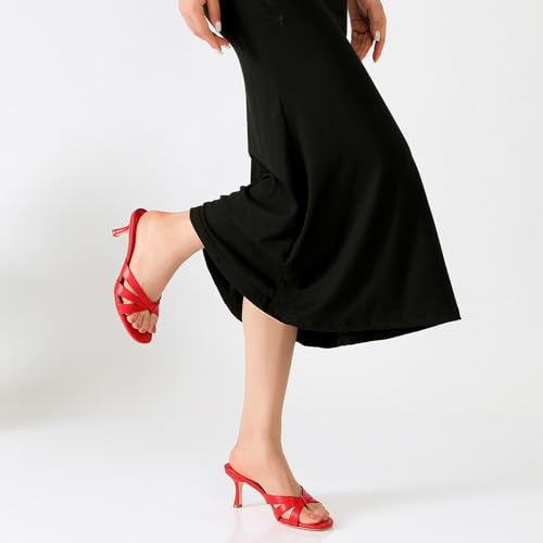 Image of Mostrin Kitten Heels for Women Pointed Toe Vintage Mules Heels Sexy Slip on Stiletto Backless Sandals for Party Wedding Daily
