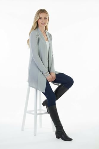 Image of ToBeInStyle Womens Open Front Long Sleeve Lightweight Asymmetrical Draped Cardigan with Side Pockets
