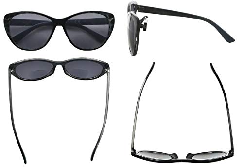 Image of Eyekepper Cat-Eye Style Womens Bifocal Sunglasses - Black /Tortoise +3.50