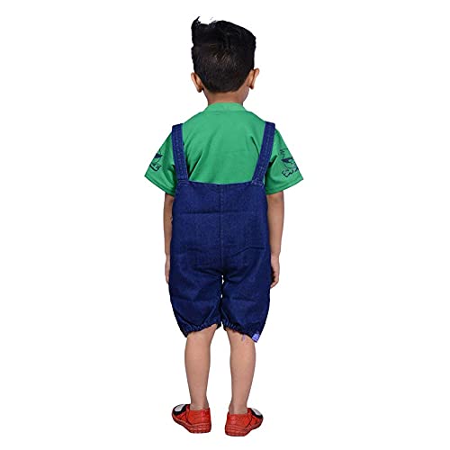 Image of FOCIL Baby Boy's and Baby Girl's Half Sleeve Fitta Denim Dungree With T-shirt for Kids