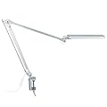 PHIVE Architect Lamp/LED Task Lamp with Clamp, Metal Swing Arm Desk Lamp (Eye-Care Technology, Dimmable, 6-Level Dimmer / 4 Lighting Modes with Touch Control, Memory Function, Office Light) Silver