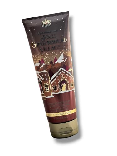Baꞎh aпd Body Works Body Cream 8 FL OZ (Packaging may vary) (Jolly Gingerbread Village)
