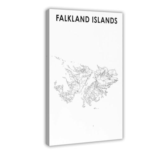 Carte Îles Malouines décoration murale salon et tableau toile 40x60