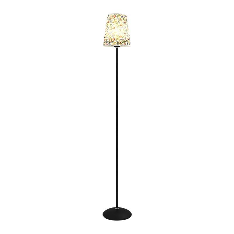 Lámpara de pie para dormitorio y salón retro con diseño sencillo de tela floral