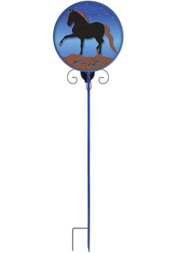 Sunset Vista Designs Metal Outdoor Yard Art Solar Lighted Wildlife Silhouette Decorative Garden Stake, 41-Inch, Trotting Horse
