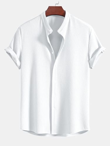 Image of GRECIILOOKS Men's Polycotton Regular Fit Casual Shirt | Stylish | Printed | Solid | Short Sleeve | Trendy (Available in Plus Size)