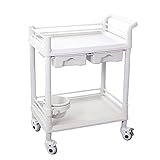 Photo Gallery haicom carrello con rotelle multiuso per trucco di bellezza a 2 ripiani con cassetti e ruote in abs, portata di carico 100 kg/bianco/1 cassetto, bianco, 2 cassetti