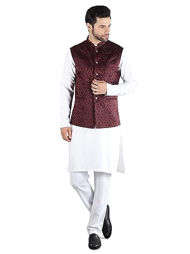 Image of Uri and MacKenzie Men's Silk Blend Kurta Pajama with Designer Ethnic Nehru Jacket /Modi Jacket