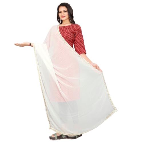 Women's Chiffon Dupattta with Border Lace Dupatta