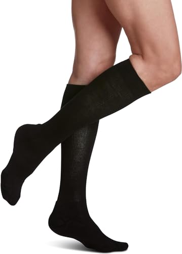 Sigvaris Women’s Motion Cushioned Cotton 360 Closed Toe Calf-High Socks 20-30mmHg - Extra Large Long- Black