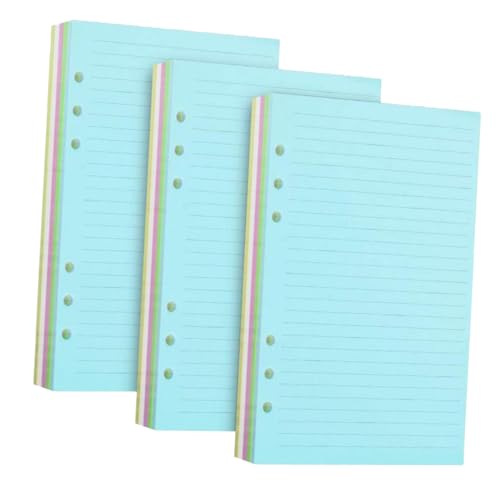 Happyyami 六孔ルーズリーフ紙 冊 カラフル色罫線入り 書きやすい滑らか表面 厚手耐久素材 環境配慮リフィルノート用替え紙