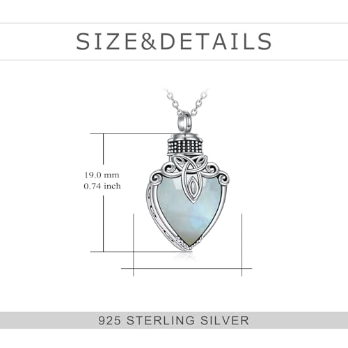 Celtic Knot Urn Necklace for Ashes 925 Sterling Silver Pull Feldspar Heart Pendant Cremation Jewelry for Ashes Keepsake Necklace Jewelry Irish Gifts for Women Girls2