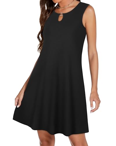 Image of Summer Dresses for Women 2026 Casual Sleeveless Sundress Floral Loose Fit Beach Cover Up with Pocket