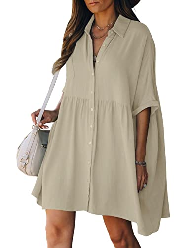Bsubseach Damen Strand Shirt Kleid Badeanzug Cover Up Bademode Button Down...