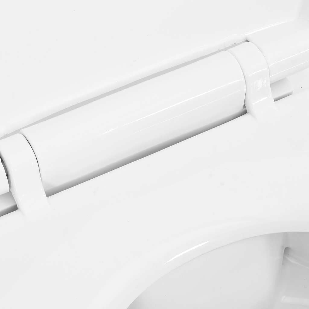 vidaXL WC Rimless, Ceramica, Bianco, 50,5x36,5x50 cm, Sedile Soft-Close, Altezza Comfort +7 cm, WC a Coppia Stretta, Design Slim, Bagno, Scarico Igienico
