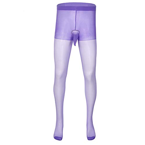 Preisvergleich Produktbild iiniim Herren Männer Strumpfhose Pantyhose mit Penishülle Hosen Tight Unterwäsche Mehrfarbig Lila Einheitsgröße