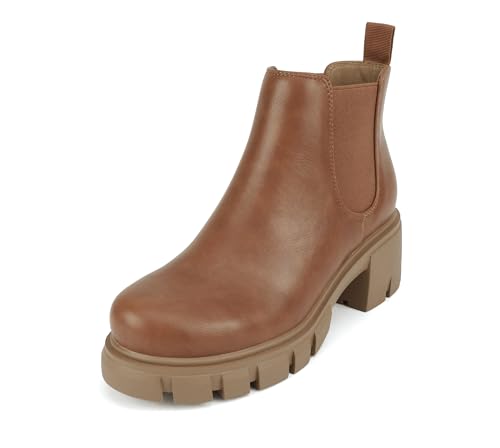 Image of Soda PIONEER ~ Women Lug Sole Mid Heel Chelsea Fashion Ankle Bootie w /Double Elastic Gore