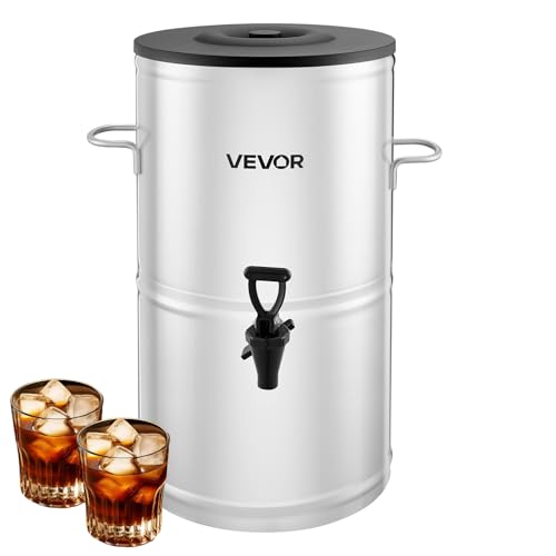 VEVOR Ice Tea Dispenser, 4 Gal/15L 304 Stainless Steel Beverage Dispenser with Spigot & Handle, Suitable for Hot and Cold Drinks, for Iced Tea Coffee Water in Cafes & Restaurants