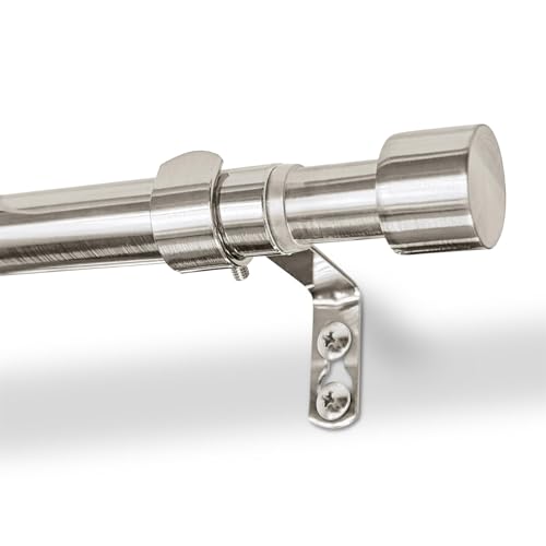 Harbour Housewares Extendable Metal Curtain Pole with Brackets - 83 to 120cm - Brushed Nickel - 1x Modular Long Telescopic Adjustable Bay Window Bedroom Door Rod Rail for Eyelet & Rings Curtains