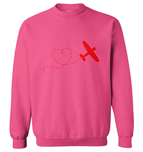 Haase Unlimited Airplane Heart Trail - Plane Cute Toddler Fleece Crewneck Sweater