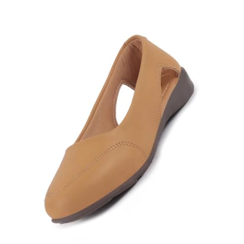 Image of FAUSTO Women Stylish Backless Casual Ballets | Low Heel Cut-Out Slip-On Ballerinas | Comfortable Walking Flats Sandals | Memory Cusion Insole