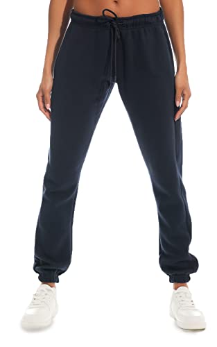 Light & Shade LSLPNT006 Women's Pastel & Brights Loungewear Sweatpants Joggers Jogging Pants Bottoms Navy