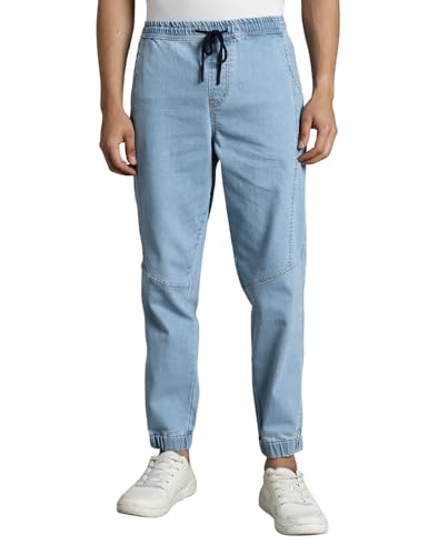 Image of INKD Men's Regular Fit Joggers - Mid -Rise | Cotton Blend | Stretchable Fabric| Elasticated Waistband | Jeans for Men (Available in Plus Sizes)