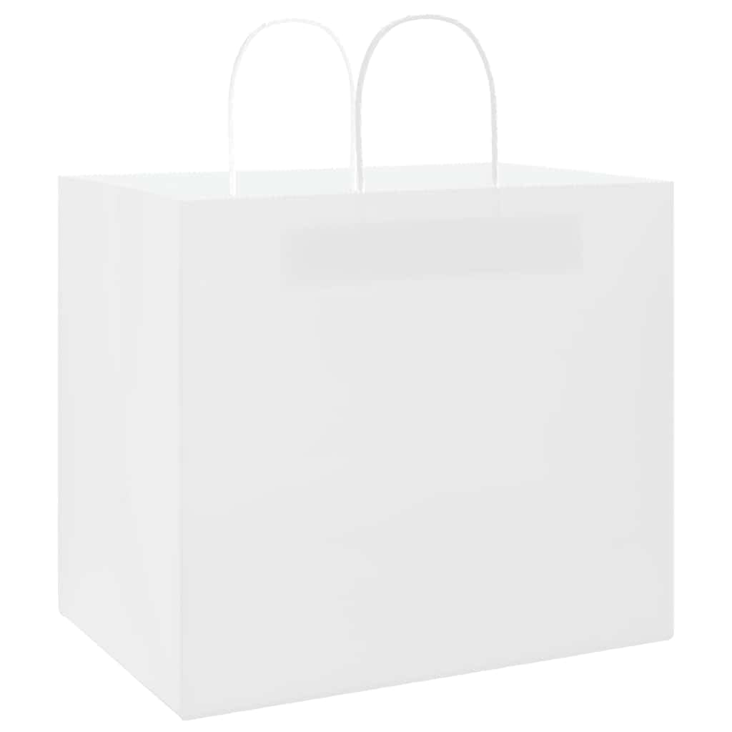 Papiertragetaschen Weiß 32x22x28 cm aus Kraftpapier 250 Stück mit Papierseilhenkeln Tragetasche vielseitig für Geschenk, Party, Hochzeit, Geburtstag, Weihnachten