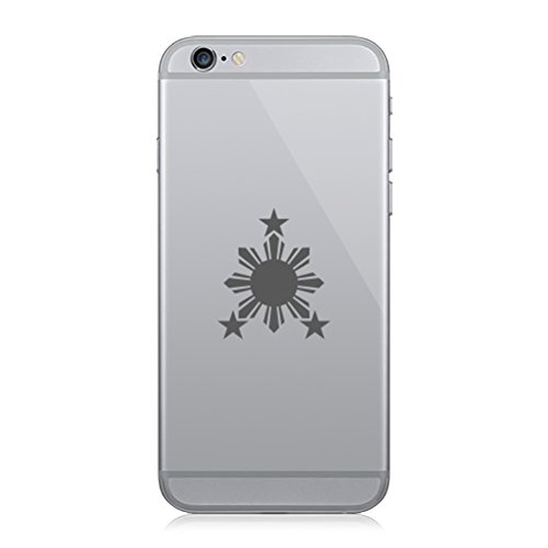 RDW Pair of Philippines Sun Cell Phone Stickers Mobile #2 Stars Filipino - Grey
