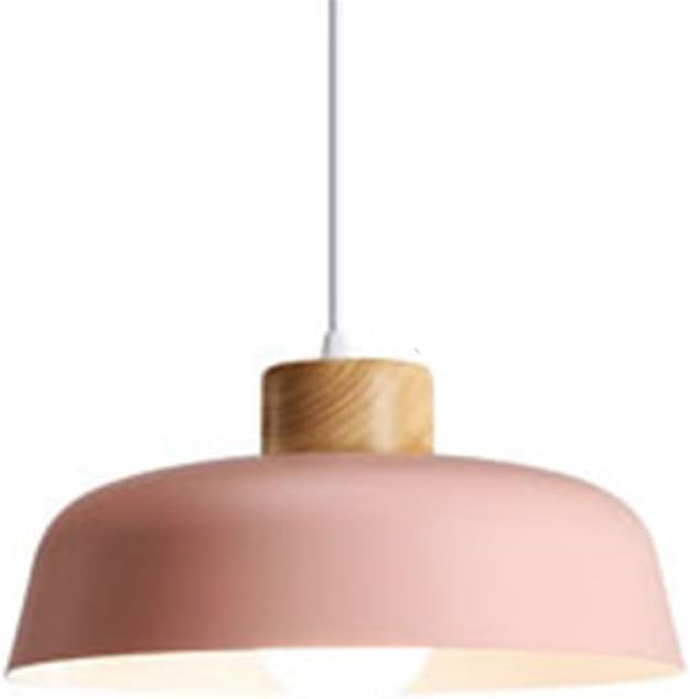 Lamp Color Metal Lamp Shade Farmhouse Nordic Style Ceiling Hanging Light Fixture with Wooden Accessories Lighting for Kitchen Island Dining Room Lighting/K/30Cm