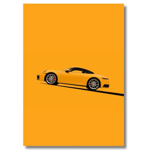 Image of Live Mad Live Crazy Yellow Porsche 911 Portrait Single Wall Paper Poster, A3 Size, 16.5L X 11.7W Inches Unframed Art Prints - Home, Bedroom, Living Room & Decor - Aesthetic, Matt Finish, Frame Not Included