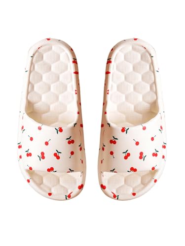 SHENHE Women's Cherry Print EVA Slippers Non Slip Open Toe Bedroom Beach Slide Slippers
