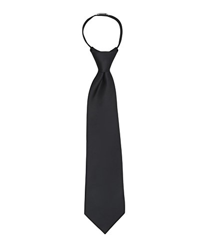 Jacob Alexander Boy's 11" Pretied Ready Made Solid Color Zipper Tie - Black