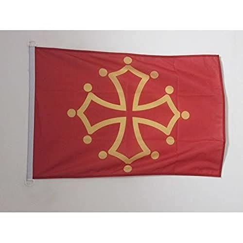 AZ FLAG - Drapeau Midi-Pyrénées - Occitanie Spécial Extérieur - 90x60 cm - Pavillon Nautique Occitan - France En Maille Bloquée Avec Anneaux Plastiques...