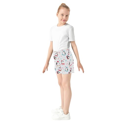 Girls Athletic Lounge Shorts Cute Playful Penguins Print Kids Summer Pajama Activewear Comfy Soft, X-Small4