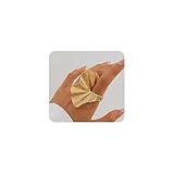 Rrdaily Chunky Gold Ginkgo Leaf Knuckle Ring for Women,Vintage Geometric Pleated Petal Statement Finger Ring,Personalized Trendy Jewelry Accessories Gifts(Gold)