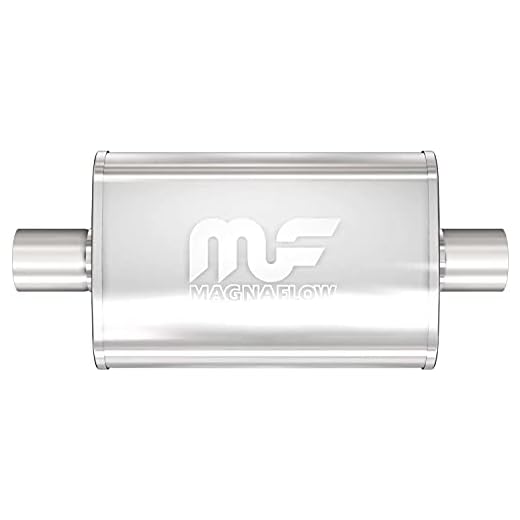 MagnaFlow 4in x 9in Oval Center/Center Performance Muffler Exhaust 11219 - Straight-Through, 3in Inlet/Outlet Diameter, 20in Overall Length, Satin Finish - Classic Deep Exhaust Sound