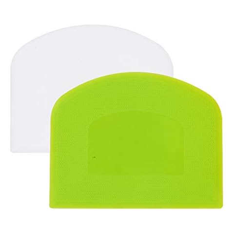 Arnech 2 Pcs Dough Scraper Plastic Pastry Bread Dough Cutter Scrapers Smoother Shape Spatulas for Bread Bakeware for Baking (Green/White) Cover