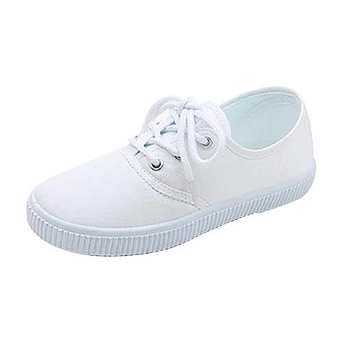 Boys Girls Toddler Canvas Sneakers Slip-On Lightweight Kids Casual Skin-Friendly Walking Running White Shoes