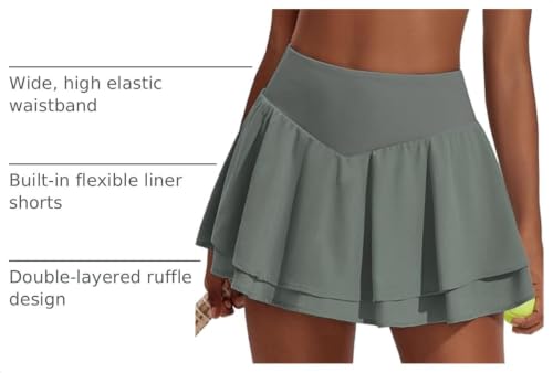 Image of PINSPARK Womens Tennis Skirt Pleated High Waisted Golf Skort with 3 Pockets