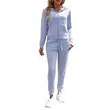 Tracksuits for Women Set Sweatsuits 2 Piece Tracksuit, Zip Up Hoodie with Joggers (US, Alpha, Medium, Regular, Regular, Blue)