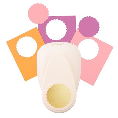 Vaessen Creative Perforadora de Papel, Circulo Festoneado, Talla XL, Para Proyectos DIY, Scrapbooking, Creación de Tarjetas y Más