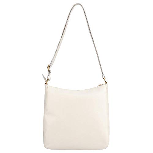 Bolsa tiracolo grande em couro Denise - Marfim