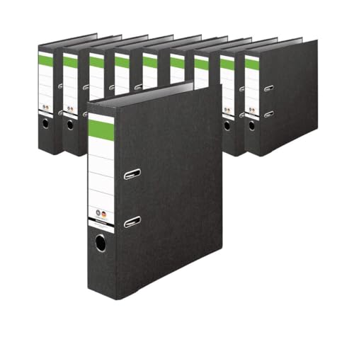 IC-Office 10er Pack Ordner A4 8cm breit schwarz Aktenordner...