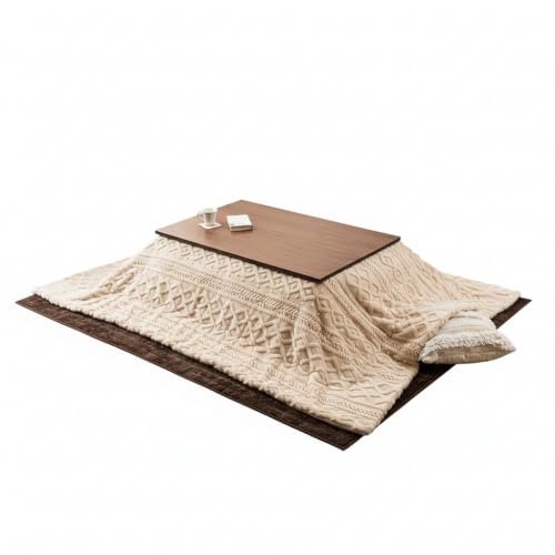 Palette Life Kotatsu Futon Blanket (Cover Only) 3D Pattern Jacquard Boa 74.8 x 94.5 inches (190 x 240 cm) Rectangle Ivory