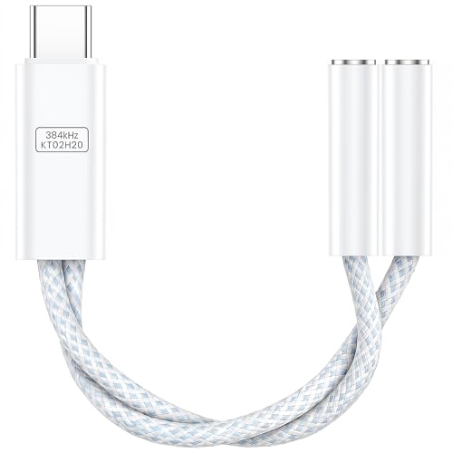 Image of VUM USB-C to Dual 3.5mm Headphones Jack Hi-Res Audio Adapter Splitter | 32-bit /384kHz Hi-Res, TRRS HD Mic Input Supported, 1-in 2-Out Hi-Fi Stereo USBC Audio Splitter, OFC Cable with Silver-Plated