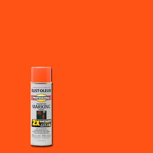 Image of Rust-Oleum 266579 Professional 2X Distance Inverted Marking Spray Paint, 15 oz, Fluorescent Orange (Pack of 2)