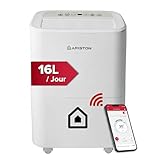Ariston - Deshumidificador Silencioso Bajo Consumo Portátil Wifi, 16L/día + Depósito de 3L - Deshumidificadores de Humedad 30/44 m², ‎24,5x35x51 cm - Dehumidifier Fabricado para Instalación en España
