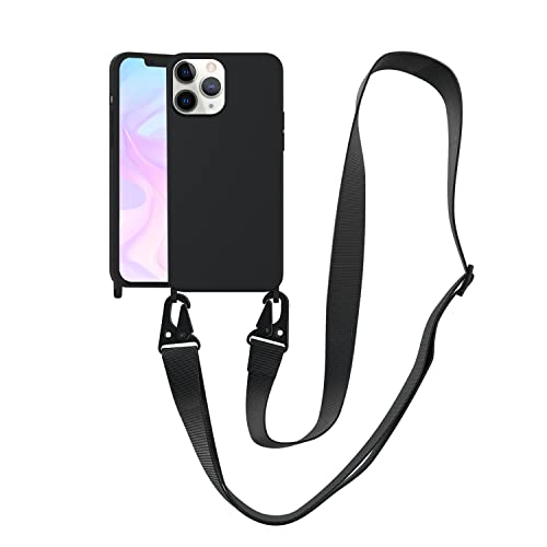 Image of Compatible with iPhone 11 Pro Max Case with Lanyard Crossbody iPhone Case with Strap Adjustable Shockproof Drop Protection Silicone Phone Cover for iPhone 11 Pro Max 6.5'' Black